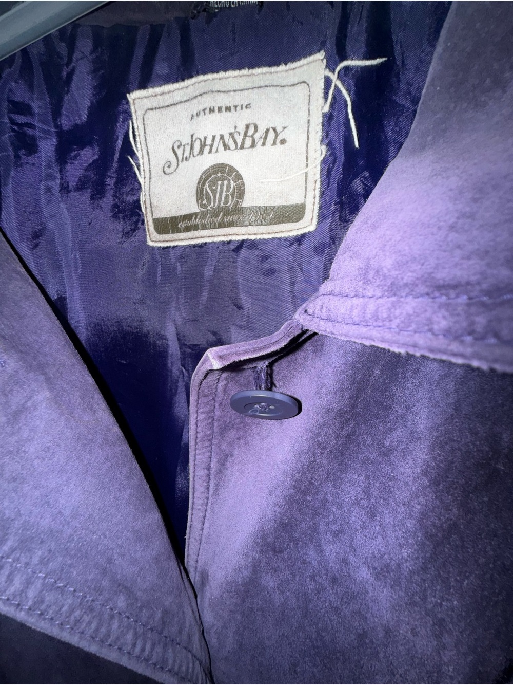 St. John's Bay Purple Suede-Look genuine leather exterior Button Front Jacket - Picture 10 of 12
